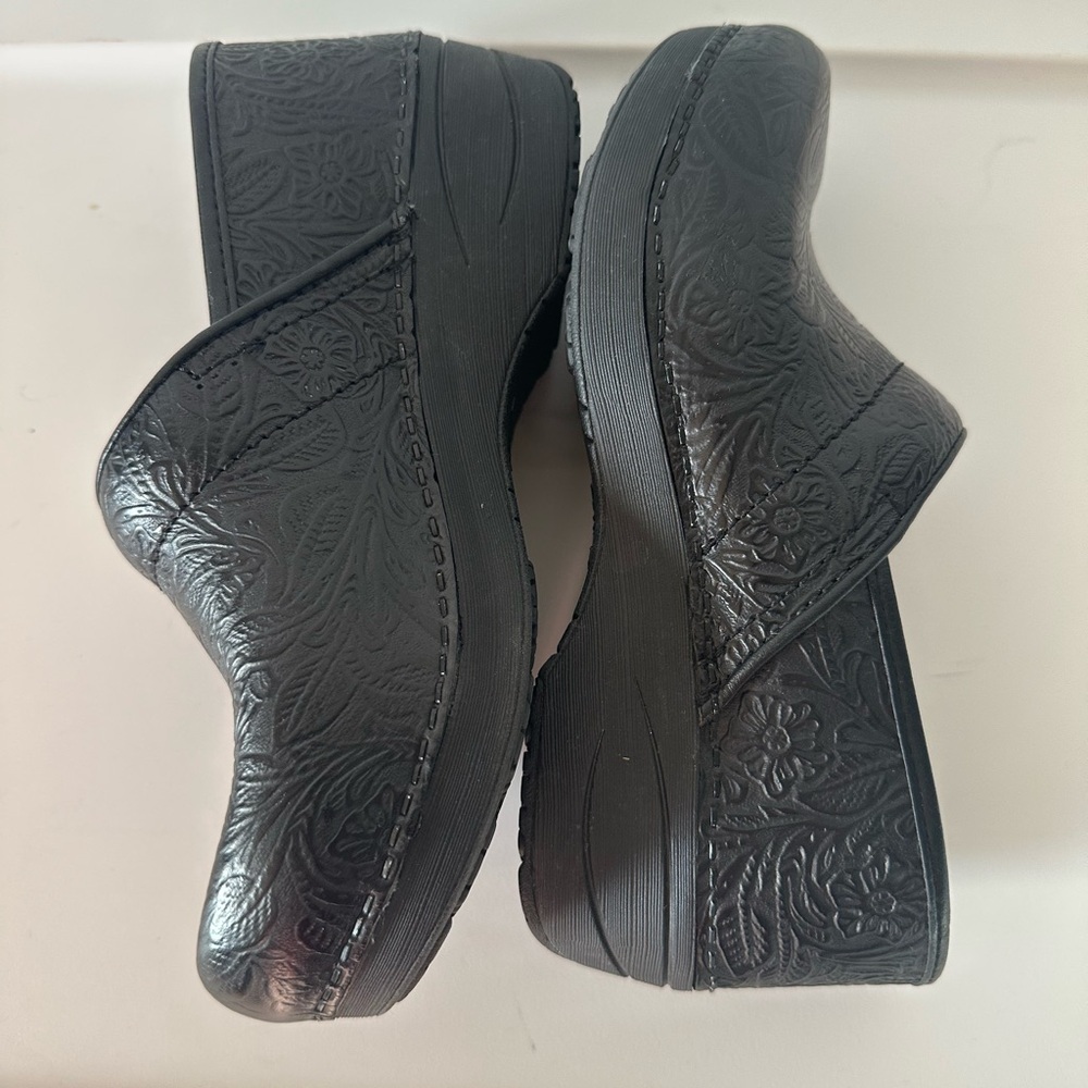 Dansko Black Embossed Leather Clogs - Picture 2 of 3